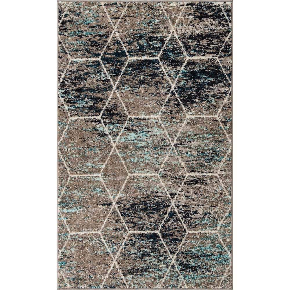 Trellis Frieze Geometric Blue Multi 3 ft. 3 in. x 5 ft. 3 in. Area Rug price history on PriceWatchPro