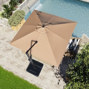 10 ft. Square Offset Umbrella Outdoor Hanging Cantilever Umbrella in Tan