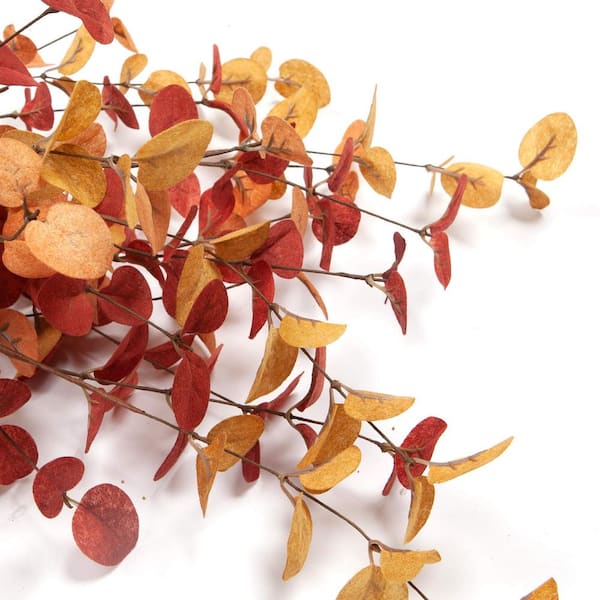 Branches D'eucalyptus Artificiel Automne - 30 Pièces - Décoration Maison, Mariage, Fête - Couleurs Orange Et Marron