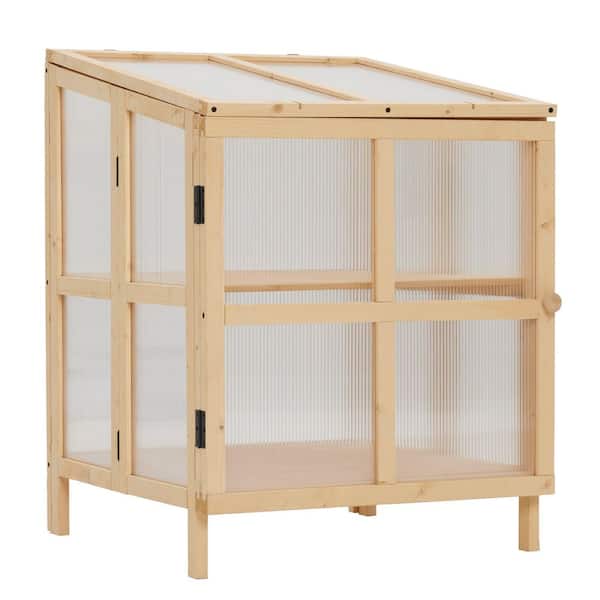 2-Tier Foldable Wood Planter Greenhouse-Portable and Space-Saving Garden Solution