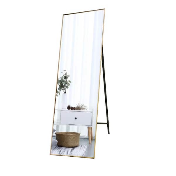 HUOVTR - TA 59.2 in. x 22.2 in. Golden Modern Rectangle Metal Framed Full-Length Standing Mirror