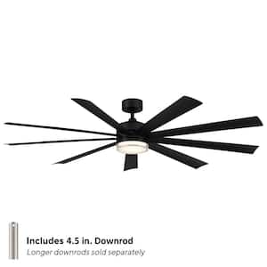 Wynd XL 72 in. Smart Indoor/Outdoor Ceiling Fan Matte Black with 3000K LED and Remote Control