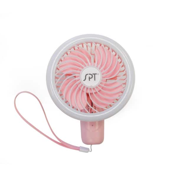 SPT 4.75 in. Handheld LED Personal Fan in Pink