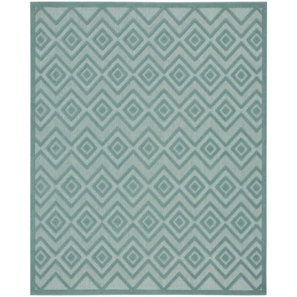 Aqua 8 ft. x 10 ft. Woven Abstract Polyester Rectangle Indoor/Outdoor Area Rug