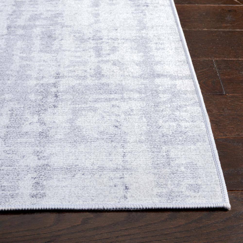 Light Grey Polyester Machine Washable Area Rug 3' x 5'