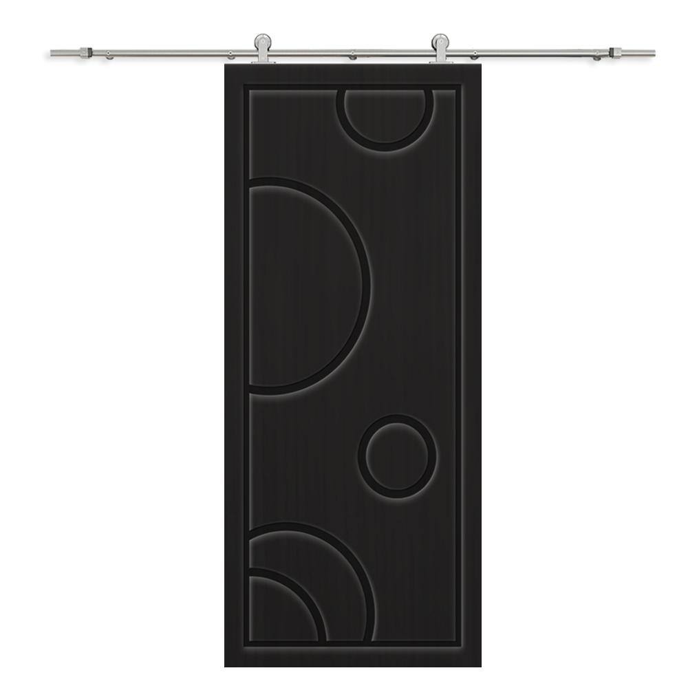 30 in. x 84 in. Black Painted Composite MDF Paneled Interior Sliding Barn Door with Hardware Kit price history on PriceWatchPro