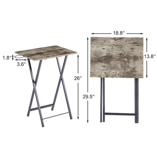 VECELO Rectangle Foldable TV Tray Portable Wooden Snack Table For