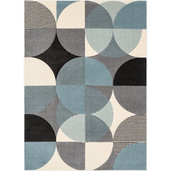 Well Woven Astrid Landon Modern Geometric Blue 5 ft. 3 in. x 7 ft. 3 in. Area Rug