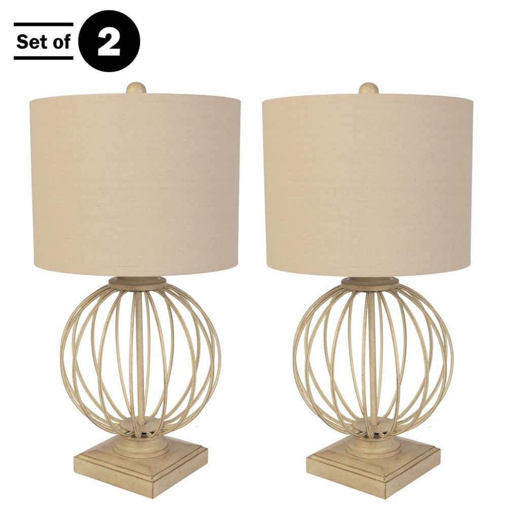 Lavish Home Modern Table Lamps with USB Charging Ports and LED Bulbs
