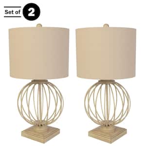 Modern Table Lamps with USB Charging Ports and LED Bulbs, Set of 2