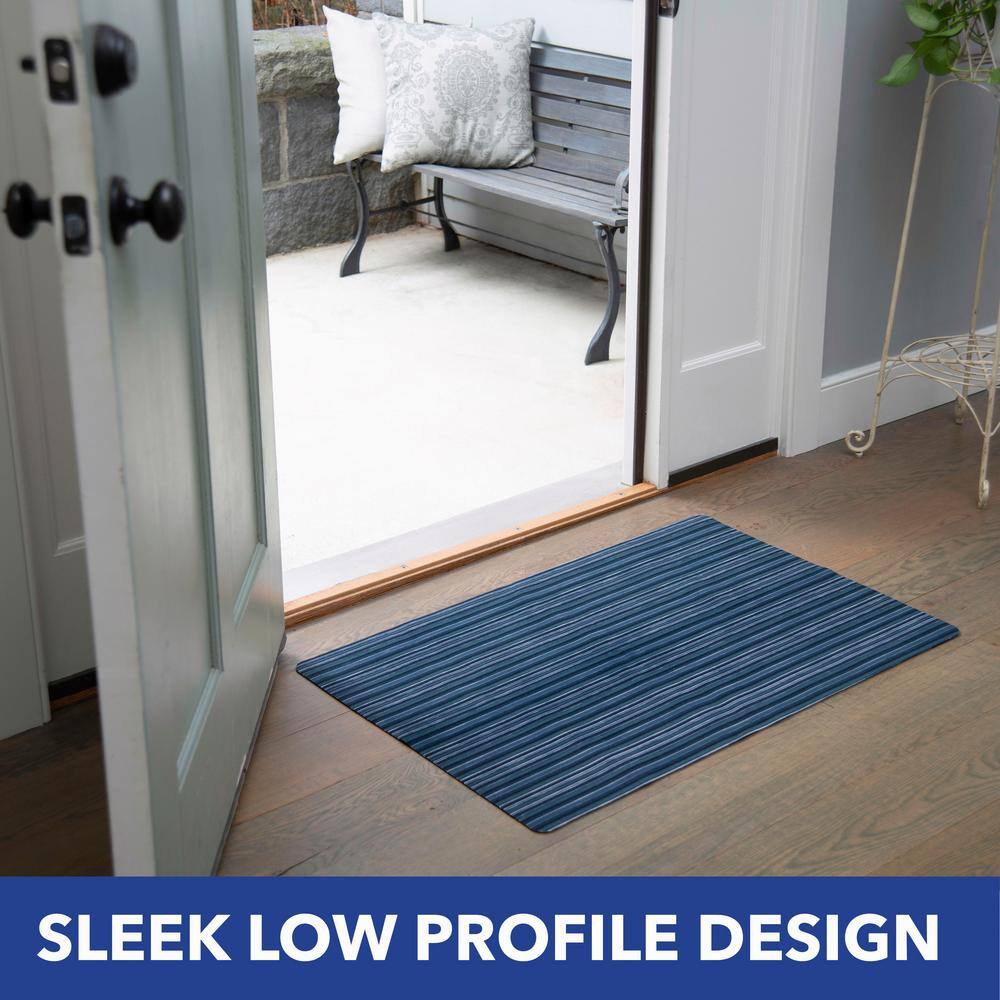 SoHome Blue Striped Low Profile Non-Slip Kitchen Mat