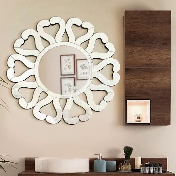 Fab Glass and Mirror Medium Round Hooks Mirror (31 in. H x 31 in. W)