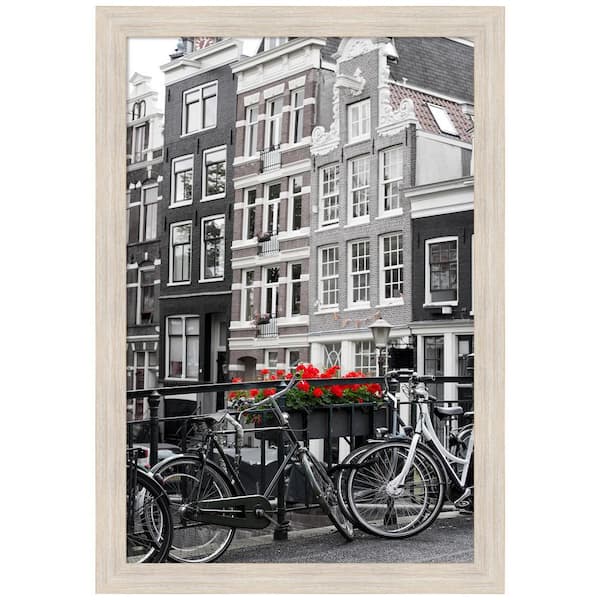 Amanti Art Hardwood Whitewash Narrow Wood Picture Frame Opening Size 20 x 30 in.