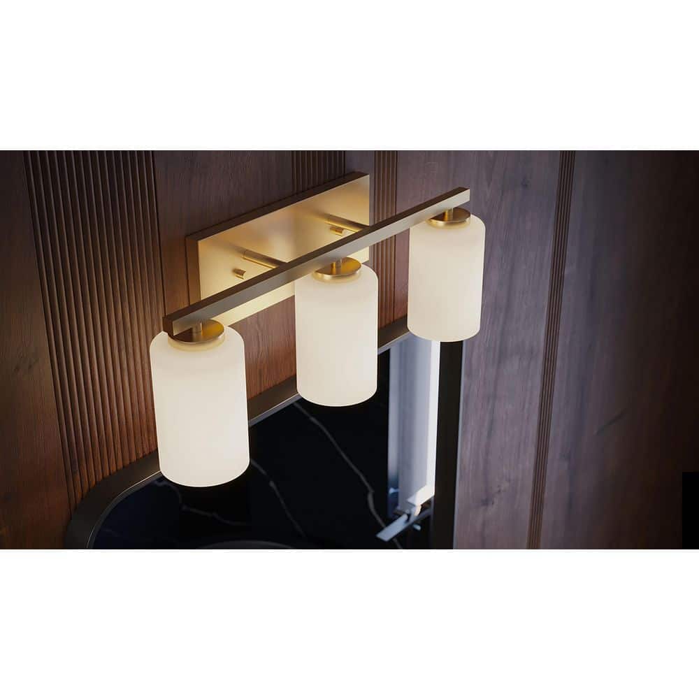 Leo 22 in. 3-Light Light Antique Brass Vanity Light with Clear Glass Shade price history on PriceWatchPro
