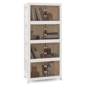 White 54 in. Accent Cabinet with Lockable Wheels 3 Pack Folding PP Home Organizer