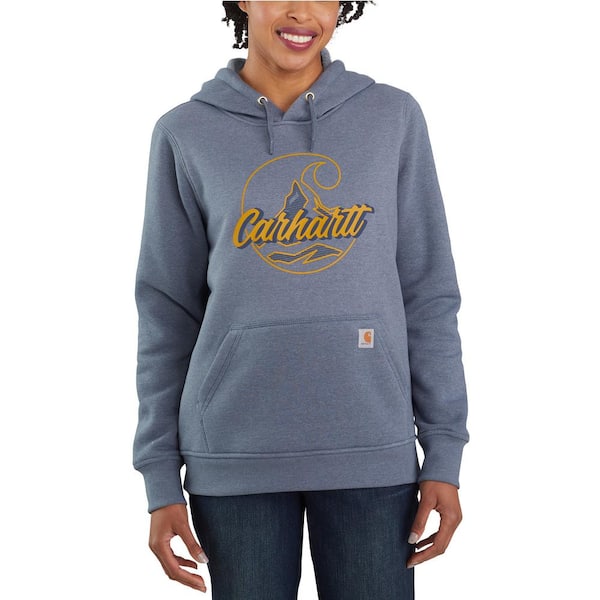 Carhartt Women's X-Large Folkstone Gray Heather Cotton/Polyester Relaxed Fit Midweight C Logo Graphic Sweatshirt