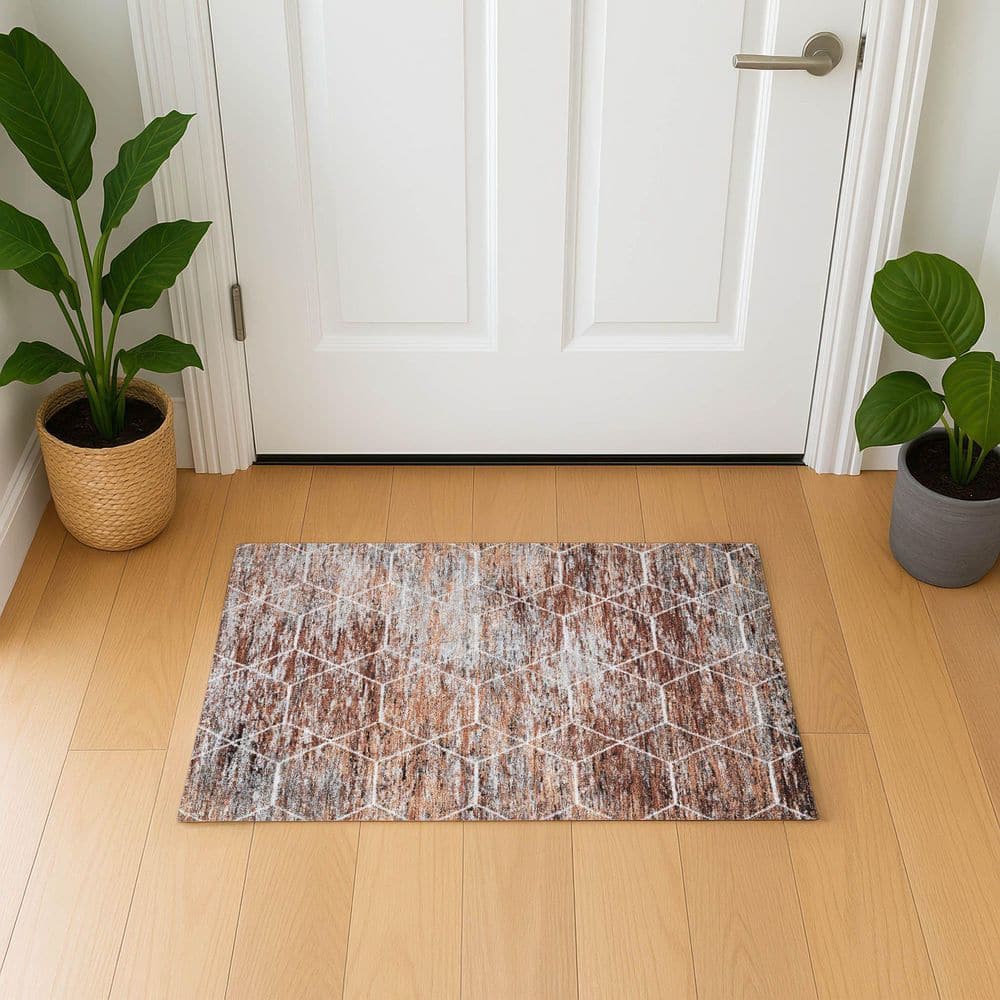 Mayfield Premium Machine Washable Abstract AMF1724 Paprika 2 ft. x 3 ft. Area Rug price history on PriceWatchPro