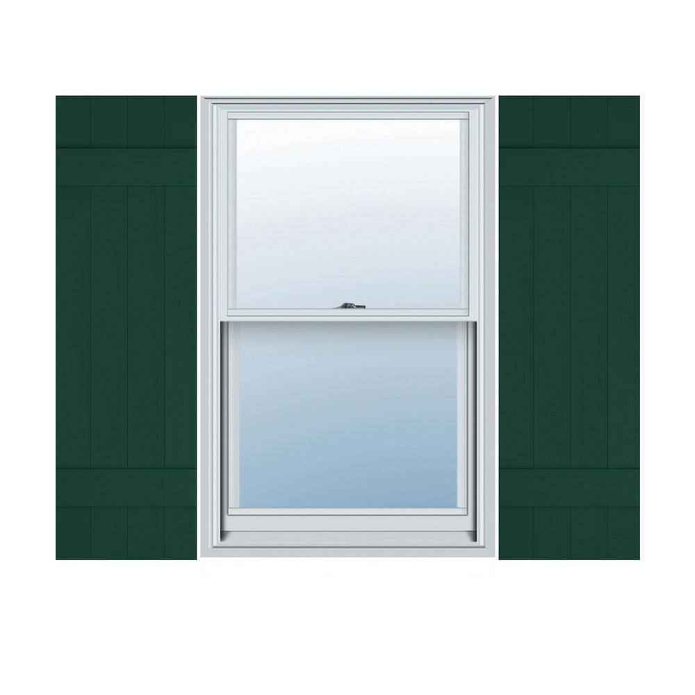 14 in. W x 51 in. H Vinyl Exterior Joined Board and Batten Shutters Pair in Midnight Green