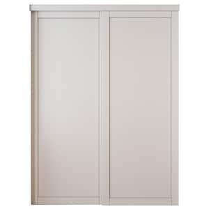 60 in. x 80 in. Paneled 1-Lite Blank Pattern White Primed MDF Sliding Door with Hardware Kit