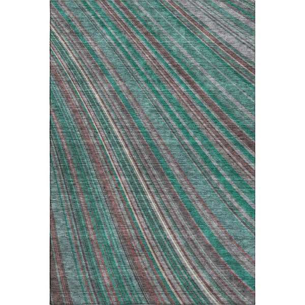 Mayfield Premium Machine Washable Abstract AMF981 Emerald 10 ft. x 14 ft. Area Rug