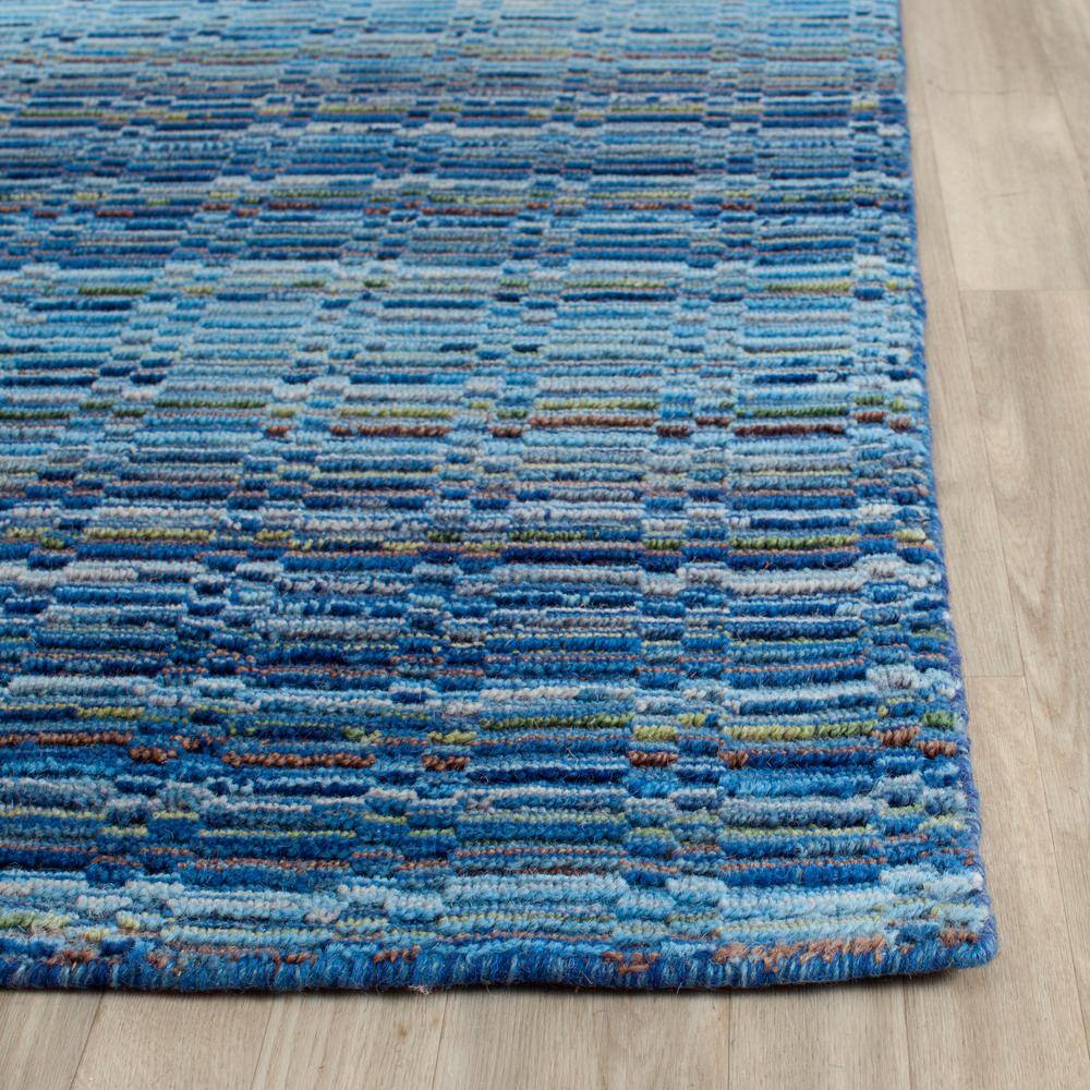 Handmade Blue Wool Round Area Rug, 2' x 3'