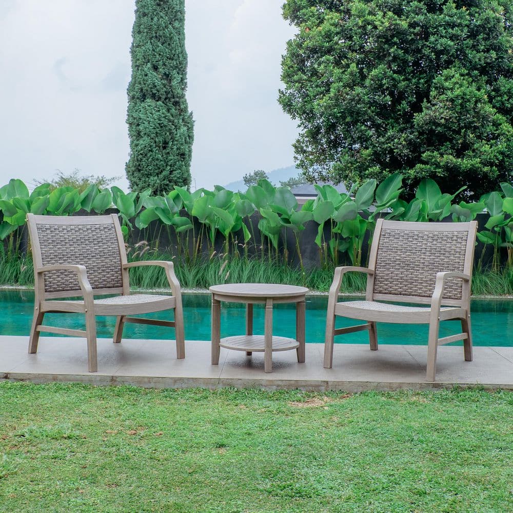 Luma 3-Piece Teak Wood Patio Outdoor Conversation Set price history on PriceWatchPro