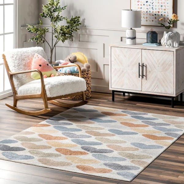 Neive Colorful Hearts Machine Washable Multi Doormat 3 ft. x 5 ft. Accent Rug