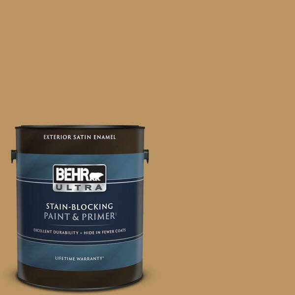 BEHR ULTRA 1 gal. #S300-5 Spiced Mustard Satin Enamel Exterior Paint & Primer