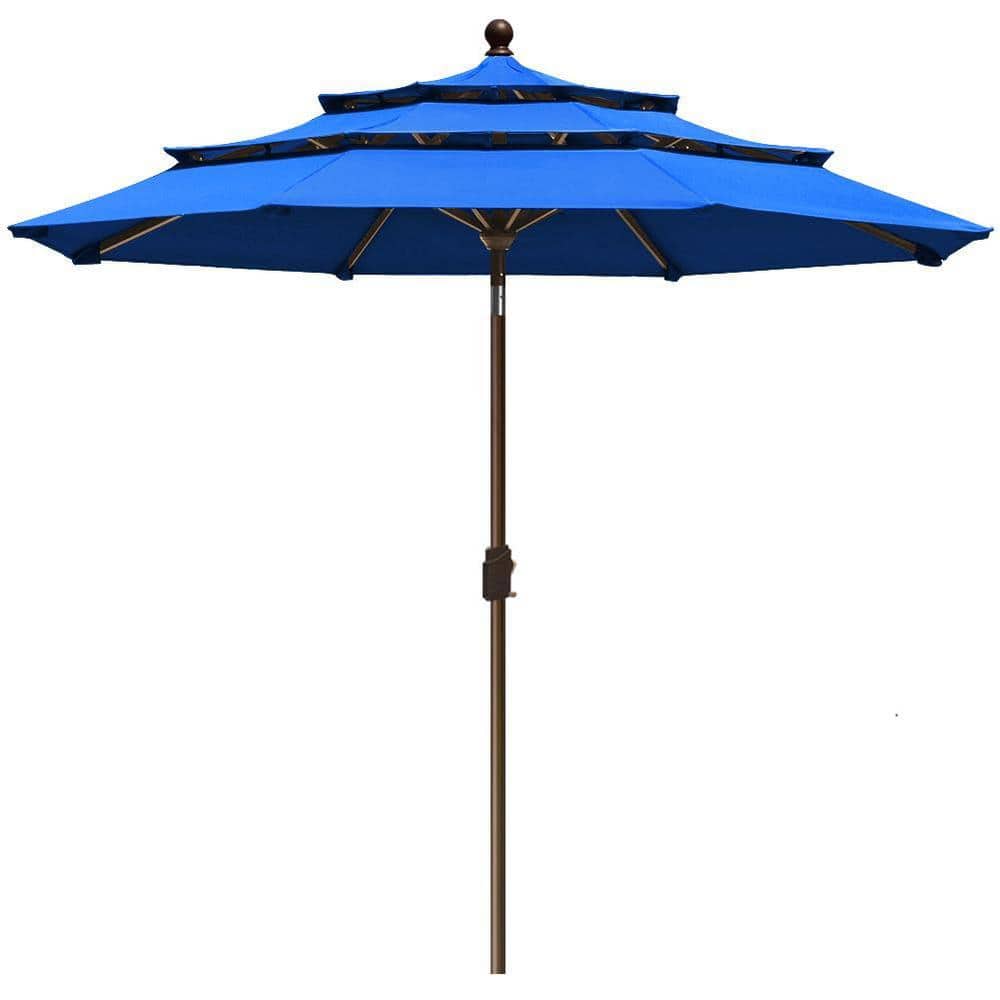9 ft. Alloy Steel Pole Market Push ButtonTilt Crank Open System Patio Umbre