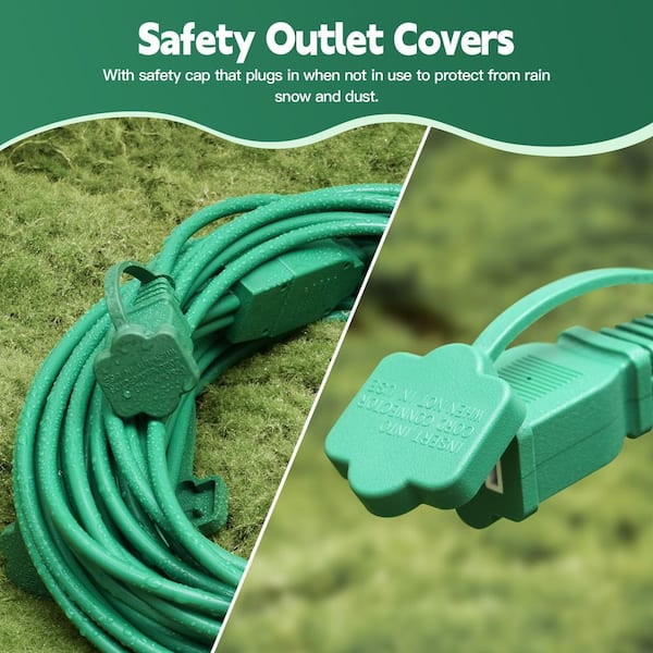 屋外可　グリーンコード（LED色はホワイト）10m×4巻+コンダプター 25 ft. 1000-Watt 16 Gauge 1-Conductor Outdoor Braided Extension