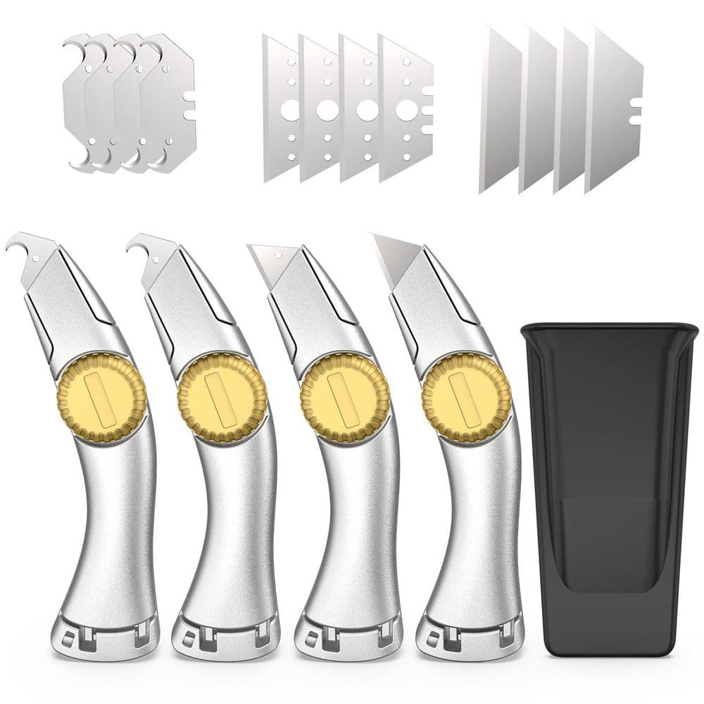 4-Pack Silver Fixed Blade Roofing Knife with 1-Portable Storage Sheath and 12-Blades, Metal Roofing Tool, Utility Knife price history on PriceWatchPro