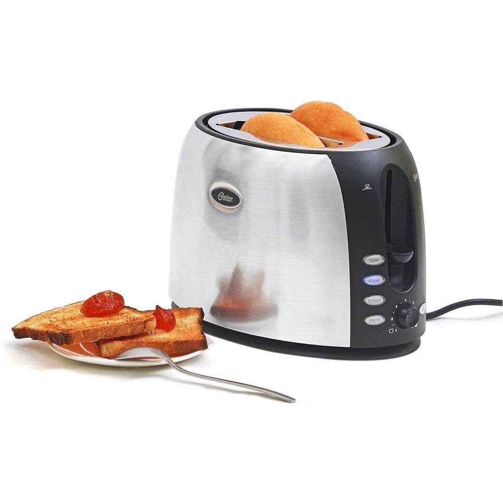 Black and Stainless Steel 2-Slice Wide Slot Toaster