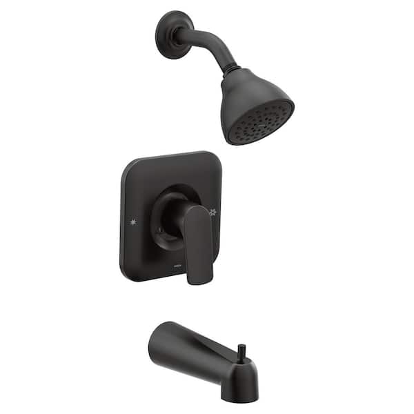 MOEN Rizon Single-Handle 1-Spray Posi-Temp Tub and Shower Faucet Trim Kit in Matte Black (Valve Not Included)