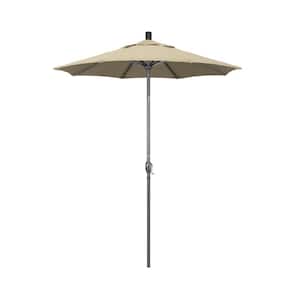6 ft. Grey Aluminum Market Push Button Tilt Crank Lift Patio Umbrella in Antique Beige Sunbrella