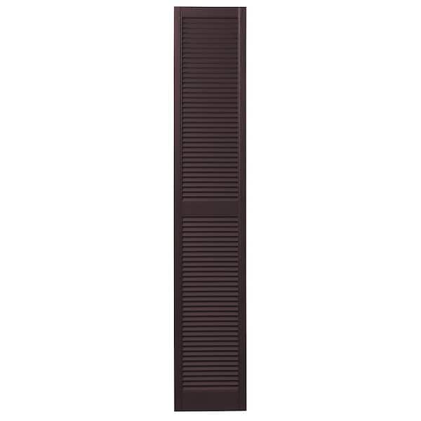 Ply Gem 15 in. x 71 in. Open Louvered Polypropylene Shutters Pair in Winestone