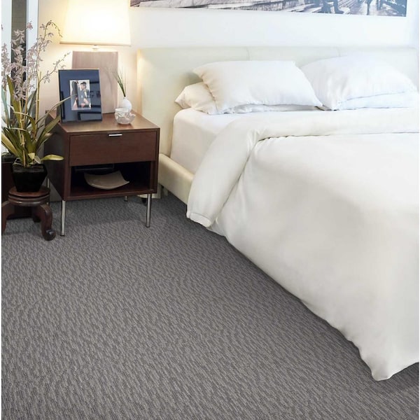 Oceanic Tweed Battleship Custom Area Rug with Pad