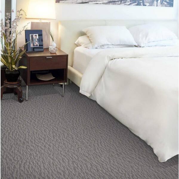 Oceanic Tweed Battleship Gray 12 ft. 36 oz. Wool Pattern Installed Carpet
