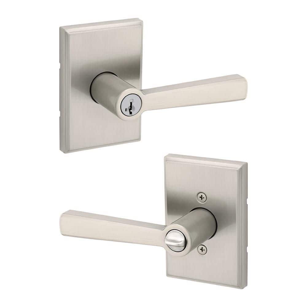 Trafford Satin Nickel Rectangle Keyed Entry Door Handle Featuring SmartKey Security price history on PriceWatchPro