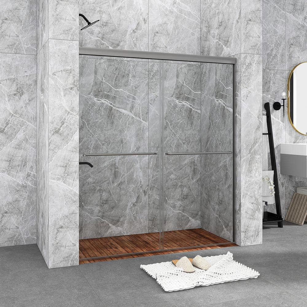 60 in. Chrome Framed Double Sliding Shower Door with Clear Glass