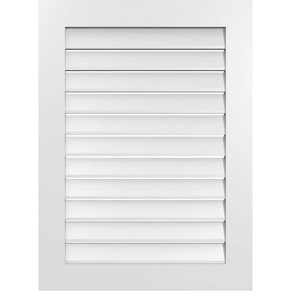 Ekena Millwork 28 in. x 38 in. Vertical Surface Mount PVC Gable Vent: Functional with Standard Frame