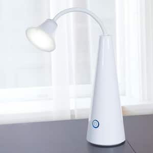 14 in. White Contemporary LED Desk Lamp