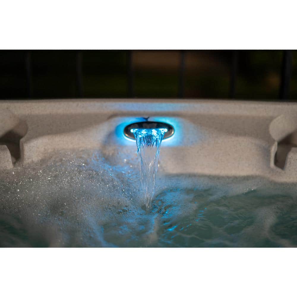 Whitestone and Black Onyx 6-Person Square Hot Tub with Jets