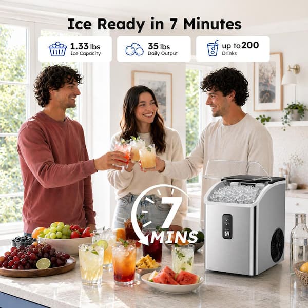 SIMZLIFE 8.3 in. 35lb/24H Nugget Ice Countertop Portable Ice Maker