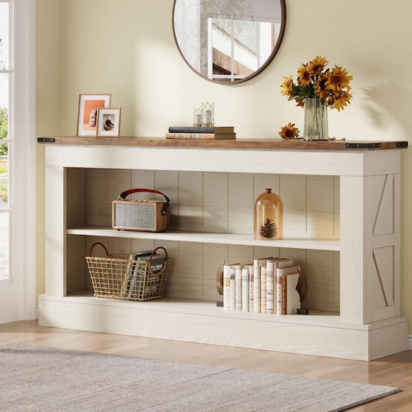 White 63 in. TV Stand Fits TVs Up to 50 to 75 in. Farmhouse Entertainment Center with Storage for Living Room, Bedroom