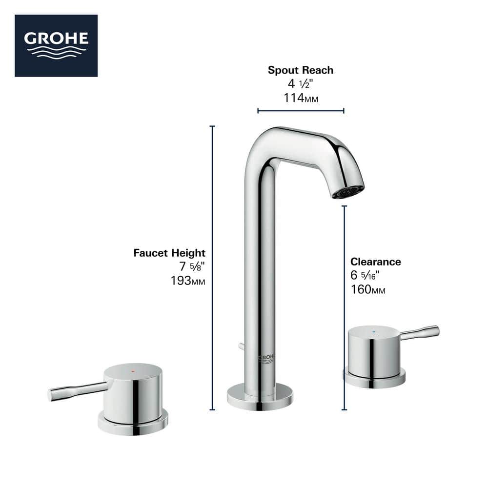 Modern Essence Chrome Dual-Handle Widespread Bathroom Faucet