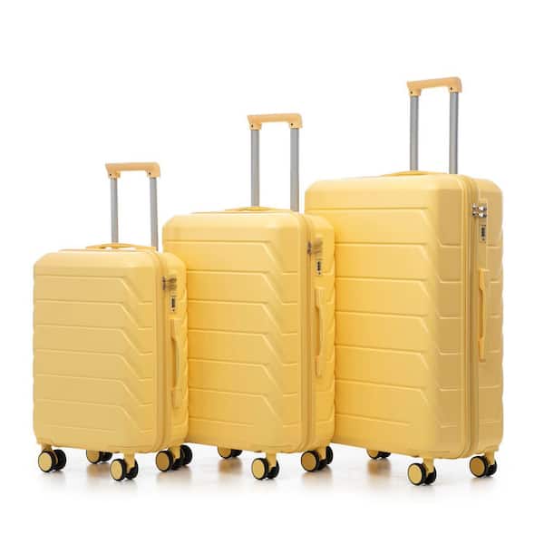 Lavor 3-Piece Yellow ABS Hardside Spinner Wheel Luggage Set with Combination Lock
