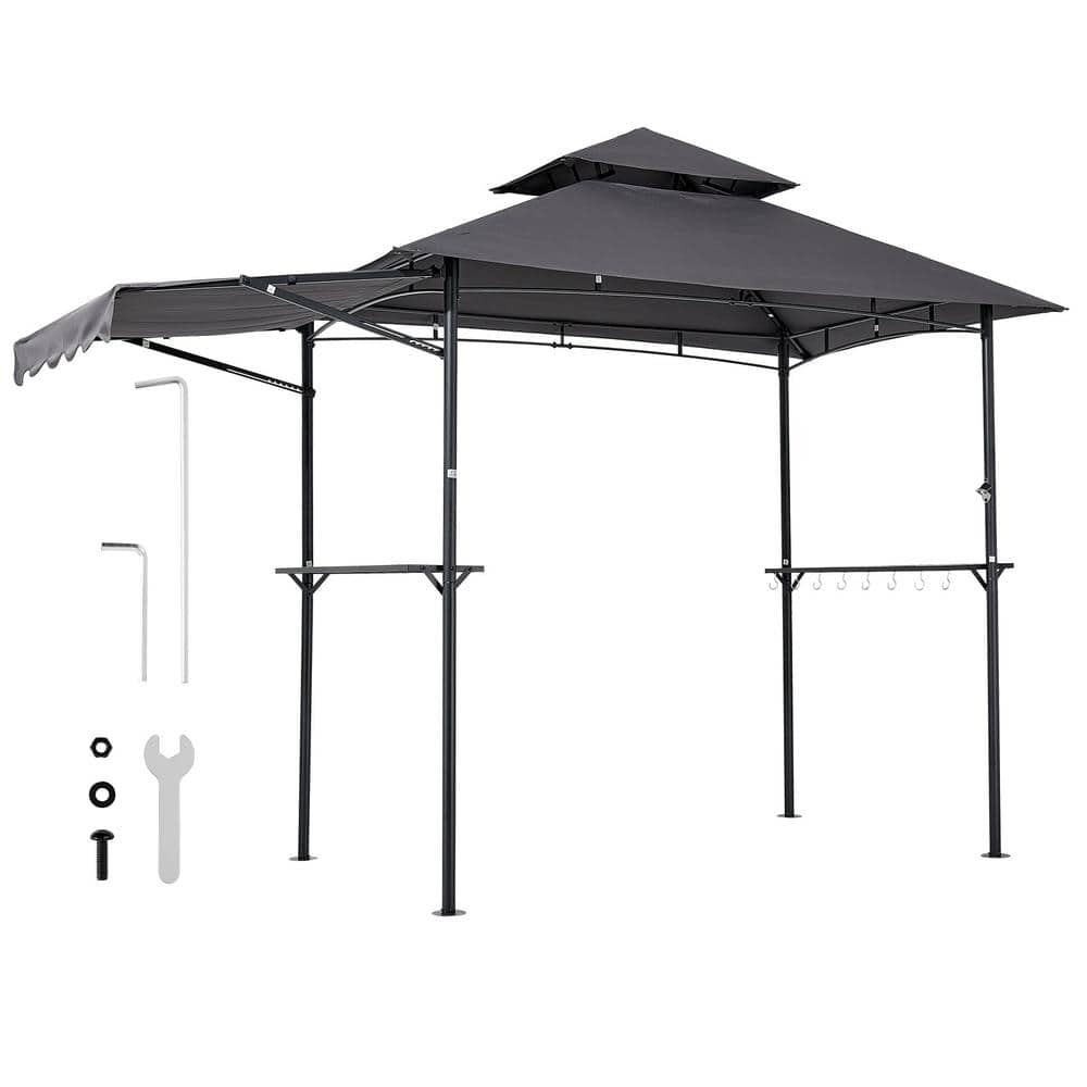 8 x 5 ft. Grill Gazebo BBQ Shelter, Double-Tiered Top with Extra Awning, Powder-Coated Steel price history on PriceWatchPro