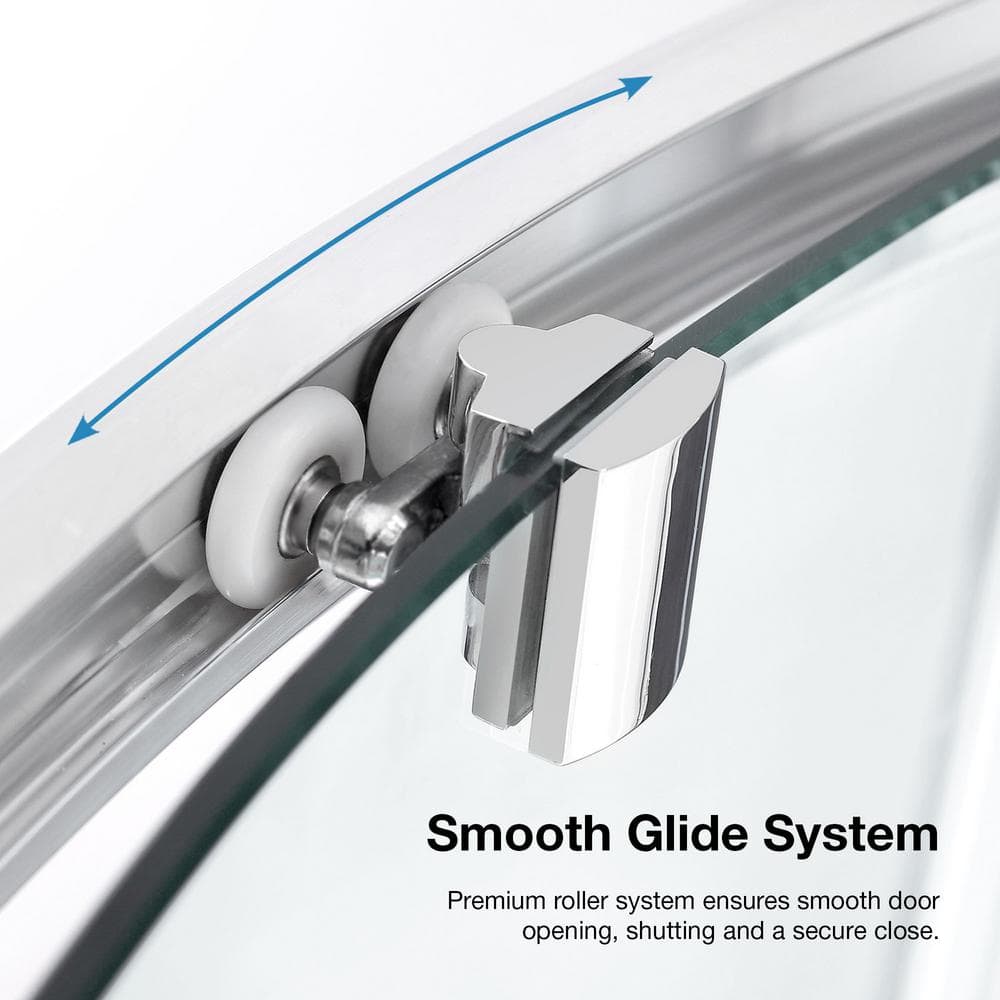 Breeze Polished Chrome 35" Round Shower Kit with Clear Glass Panels