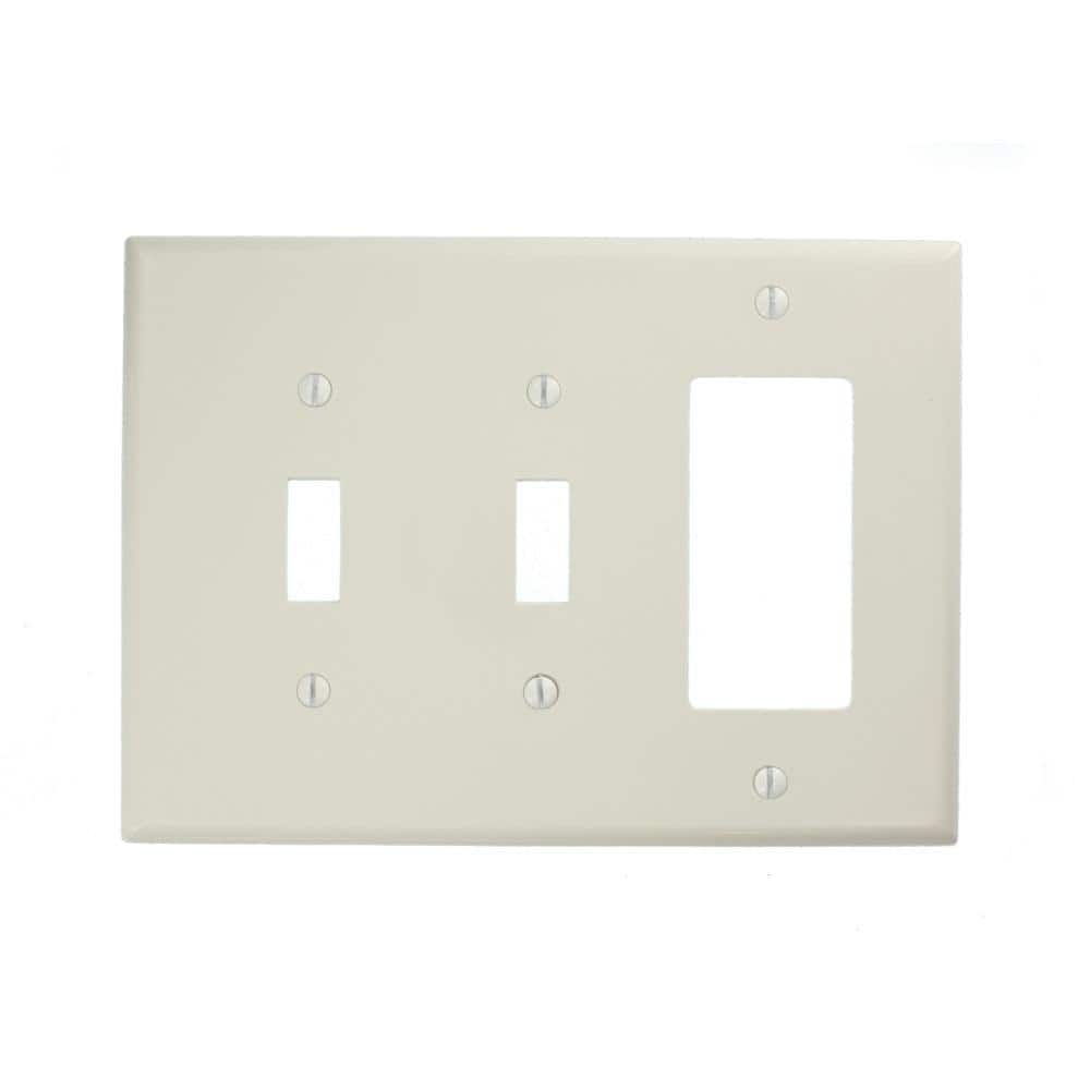 Leviton White 3-Gang Nylon Wall Plate with 2 Toggle and 1 Decorator Opening