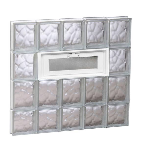 Clearly Secure 28.75 in. x 29 in. x 3.125 in. Frameless Wave Pattern Vented Glass Block Window